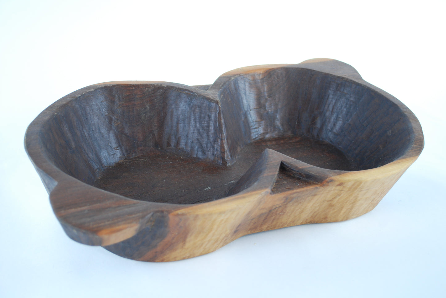 Carved Walnut Double Bowl