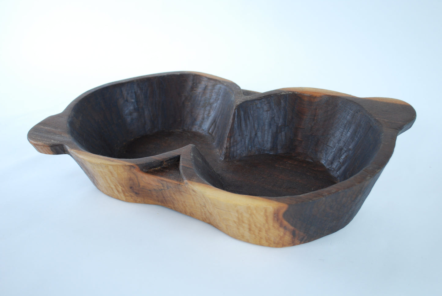 Carved Walnut Double Bowl