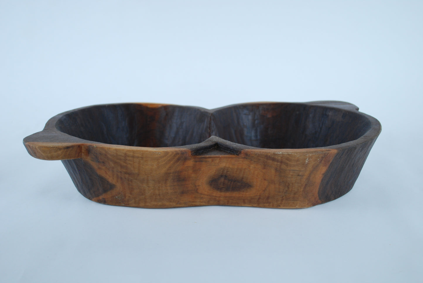 Carved Walnut Double Bowl