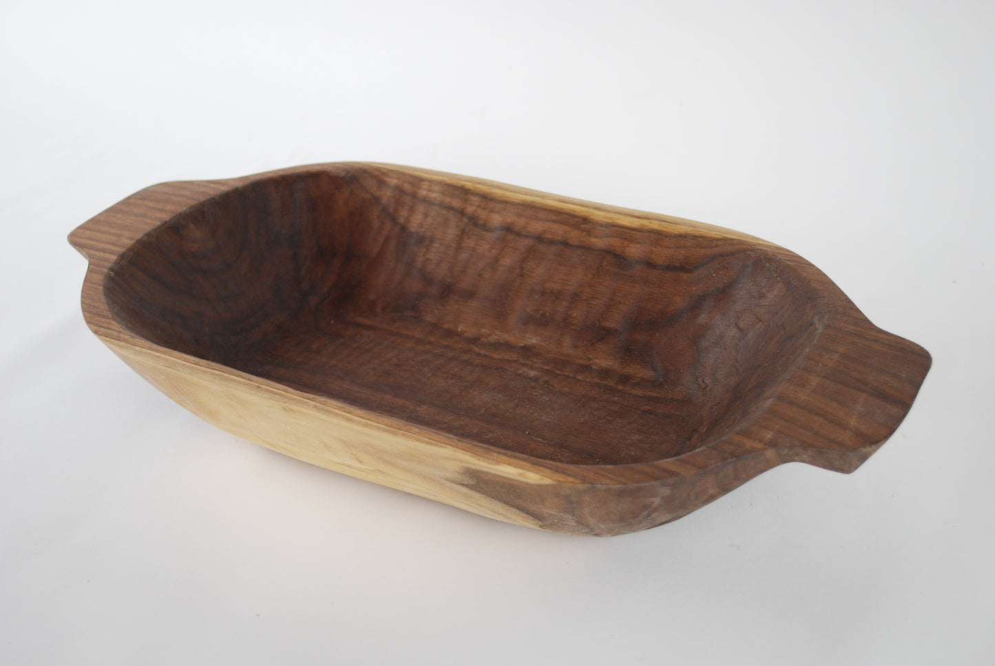 Walnut bowl with handles