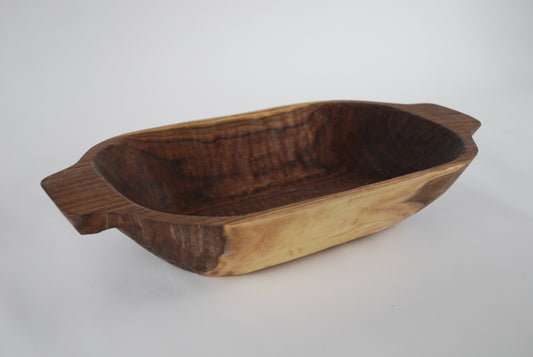 Walnut bowl with handles