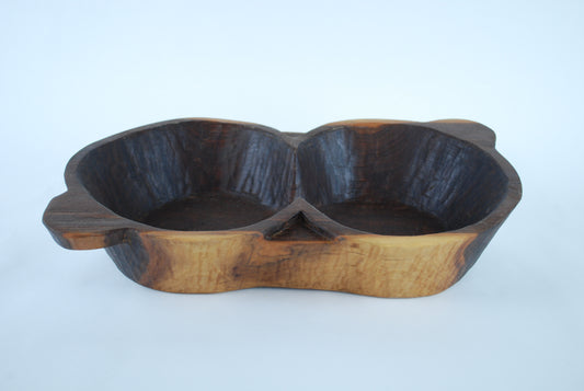 Carved Walnut Double Bowl